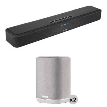 Denon Home Sound Bar SB550 and Two Home 150 NV Wireless Speaker Kit (Black/White)
