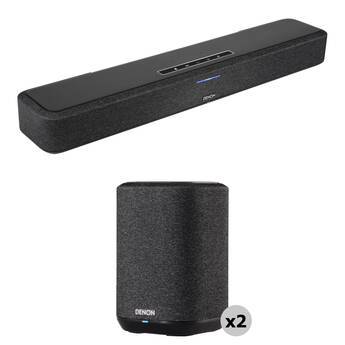 Denon Home Sound Bar SB550 and Two Home 150 NV Wireless Speaker Kit (Black/Black)