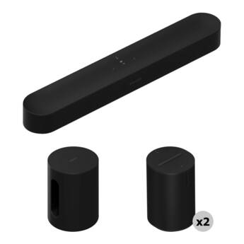 Sonos Beam Gen 2 Soundbar, Two Era 100 Speakers, and Sub Mini Wireless Subwoofer (Black)