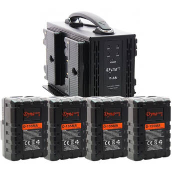 Dynacore Quad Charger with Four 155Wh Rugged Batteries Kit (Gold Mount)