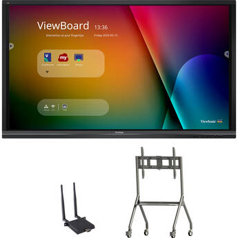 ViewSonic IFP9850-E4 98" UHD 4K ViewBoard Interactive Flat Panel Bundle with Wi-Fi Module & Slim Mobile Cart