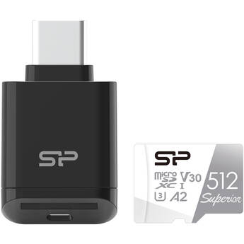 Silicon Power 512GB Superior UHS-I microSDXC Memory Card with SD Adapter and Card Reader