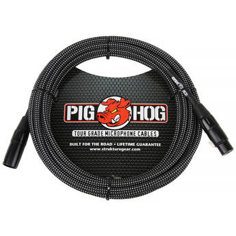 Pig Hog Vintage Series Woven XLR Microphone Cable (Black & White, 10')