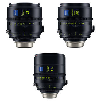 ZEISS Supreme Prime 3-Lens Kit with 21, 65 & 135mm (PL, Feet)