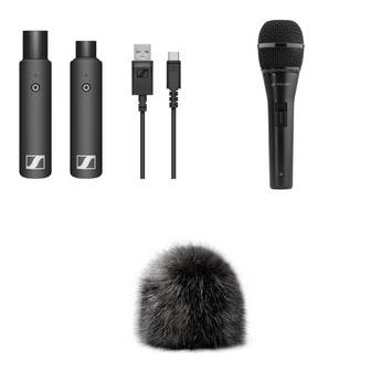 Sennheiser XSW-D XLR BASE SET Digital Wireless Plug-On Microphone System with Polsen M-85 Handheld Mic & Long-Haired Big Windbubble Kit (2.4 GHz)