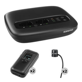 Shure MXW neXt 2 Wireless Two-Presenter System Kit with Two Omni Lavalier Mics (1.9 GHz)