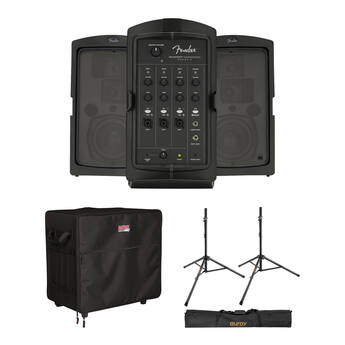 Fender Passport Conference Series 2 Portable Powered PA Kit with Travel Case, Speaker Stands, and Bag