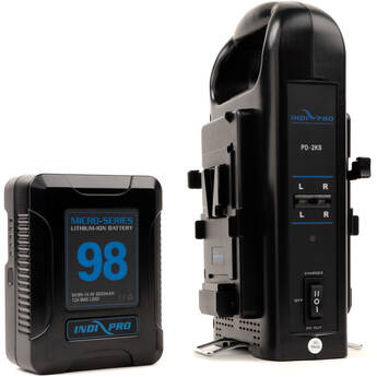 IndiPRO Tools Micro-Series 98Wh Li-Ion V-Mount Battery with Dual V-Mount Battery Charger Kit