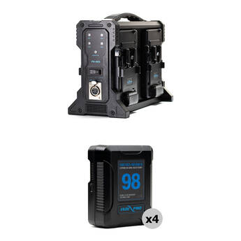 IndiPRO Tools Compact 98Wh 4-Batteries with Quad Pro Charger Kit (V-Mount)