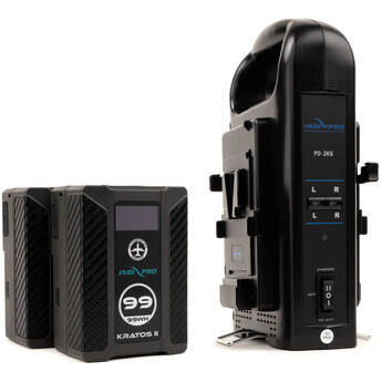 IndiPRO Tools 2 x Kratos 99Wh V-Mount Li-Ion Batteries and Dual V-Mount Charger Kit