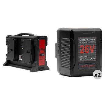 IndiPRO Tools Micro-Series 26V 260Wh Li-Ion Gold Mount 2-Battery Kit with Quad Charger