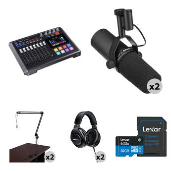TASCAM Mixcast 2-Person Podcast Studio Kit with Shure SM7B Microphones