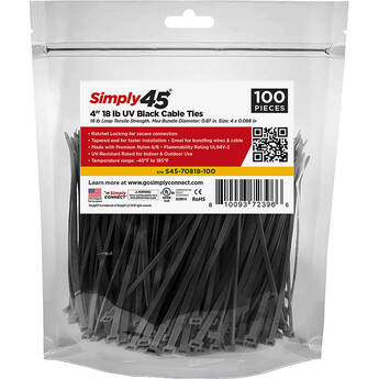 Simply45 4" UV Cable Ties (100-Pack, Black)