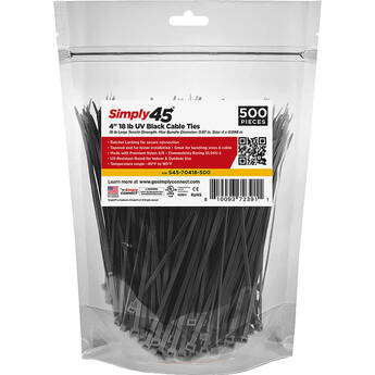 Simply45 4" UV Cable Ties (500-Pack, Black)