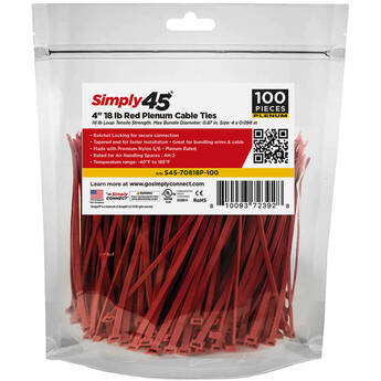 Simply45 4" UV Cable Ties (100-Pack, Red)