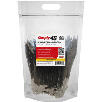 Simply45 8" UV Cable Ties (18 lb, 500-Pack, Black)