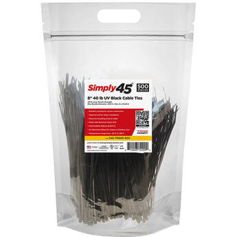 Simply45 8" UV Cable Ties (500-Pack, Black)