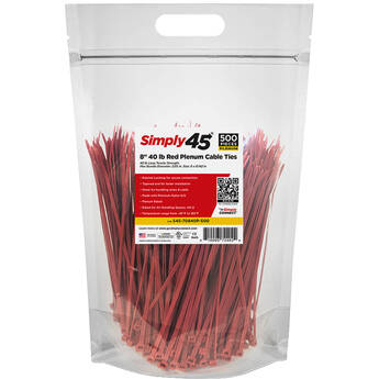 Simply45 8" UV Cable Ties (40 lb, 500-Pack, Red)