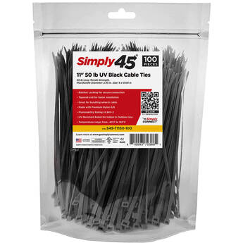 Simply45 11" UV Cable Ties (100-Pack, Black)