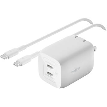 Belkin BoostCharge Pro 65W Dual USB-C GaN Wall Charger with USB-C Cable