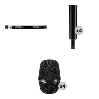 Sennheiser EW-DX EM 4 DANTE Four-Channel Digital Rackmount Receiver with Dante and 4 Handheld Mics with MMD 835 Capsules Kit (Q1-9: 470 to 550 MHz)