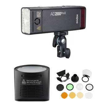 Godox AD200Pro II TTL Pocket Flash Kit with Round Head and Modifiers