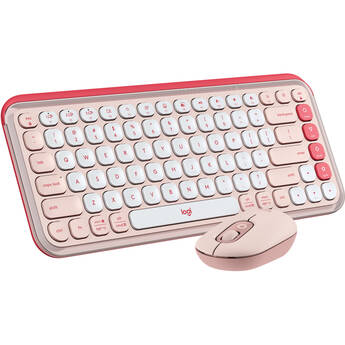 Logitech POP ICON Wireless Keyboard & Mouse Combo (Rose & Off-White)