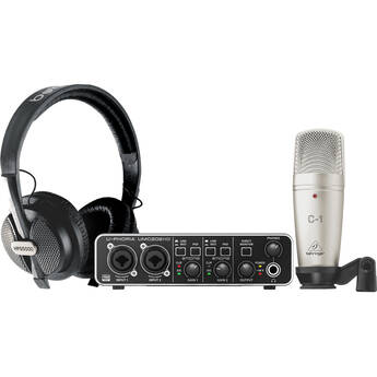 Behringer U-Phoria Studio Pro Recording/Podcasting Bundle with Interface, Condenser Microphone, and Headphones