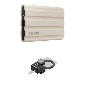 Samsung 1TB T7 Shield Portable SSD with MagSafe/Cold Shoe SSD Holder (Beige)