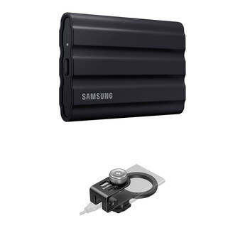 Samsung 2TB T7 Shield Portable SSD with MagSafe/Cold Shoe SSD Holder (Black)