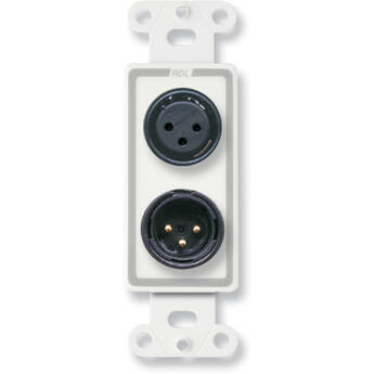 RDL D-XLR2 Decora Wall Plate with XLR 3-Pin Female & 3-Pin Male Connectors (White)