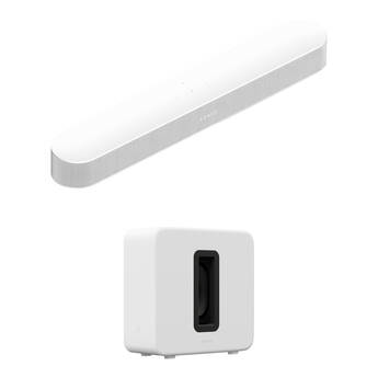 Sonos Beam Gen 2 Soundbar with Sub 4 Wireless Subwoofer Set (White)