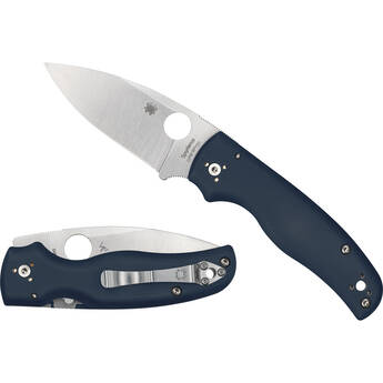 Spyderco Shaman Folding Knife (Satin Blade, Cobalt Blue Handle)