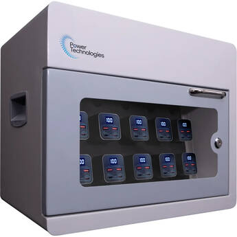 Power Technologies PowerVault+ 10-Bay PowerBank+ Charging Cabinet with Theft-Deterrent Cables