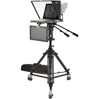 ikan PT4500 15" Teleprompter with Talent Monitor, Pedestal & Dolly Turnkey Kit