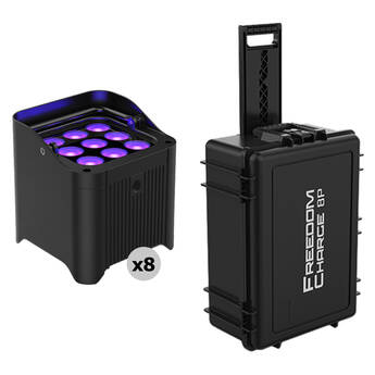 CHAUVET DJ Freedom Par H9 IP Weather-Resistant Battery-Powered RGBAW+UV LED PAR Kit with Charging Transport Case (8-Pack)