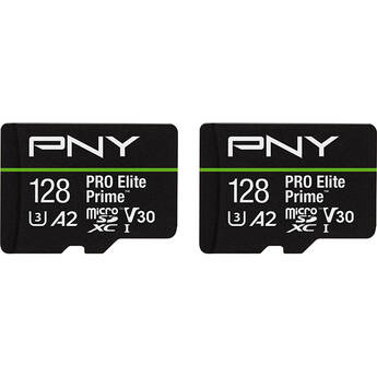 PNY 128GB PRO Elite Prime microSDXC Memory Card with SD Adapter (2-Pack)