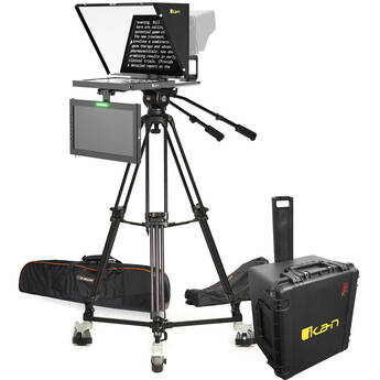 ikan PT4500S SDI 15" Teleprompter, Tripod & Dolly Turnkey with SDI Widescreen Talent Monitor & Hard Travel Case