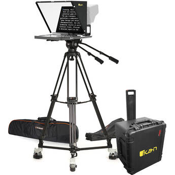 ikan PT4500 15" Teleprompter, Tripod & Dolly Turnkey with Hard Travel Case