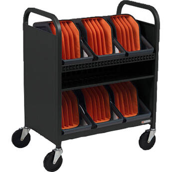 Bretford CUBE Transport Cart with Caddies (90° AC Outlets, Charcoal)