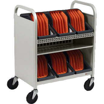 Bretford CUBE Transport Cart with Caddies (90° AC Outlets, Concrete)