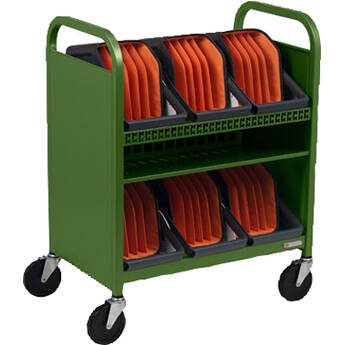Bretford CUBE Transport Cart with Caddies (90° AC Outlets, Grass)