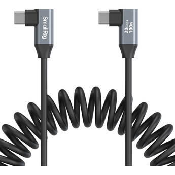 SmallRig USB-C Right Angled-to-Right Angled Coiled Data Cable (13.8")