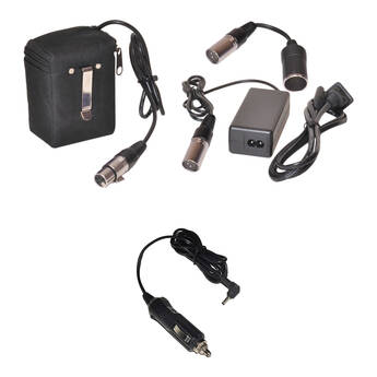 Bescor 12V Lithium-Ion Belt-Clip Battery Kit with Charger & Accessory Cables