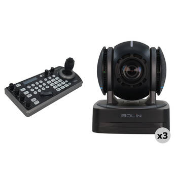 Bolin Technology B2-210 Blue Line USB/IP/HDMI PTZ 3-Camera Kit with IP Controller (Black)