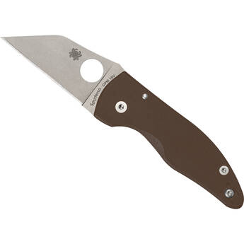 Spyderco MicroJimbo Folding Knife (Satin Wharncliffe Blade, Brown Handle)