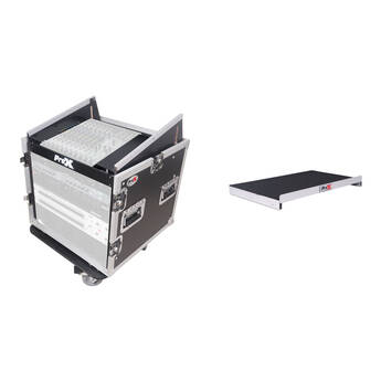 ProX 10 RU Rack x 10 RU Top Mixer DJ Combo Flight Case Kit with Universal Laptop Shelf