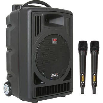 Galaxy Audio TV8 Traveler 8" 120W 2-Way Rechargeable PA System with Bluetooth, 2 Handheld Wireless Mics, and Audio Link