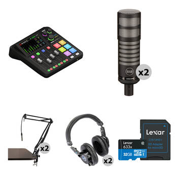 RODE RODECaster Duo 2-Person Podcasting Kit with 512 AUDIO Limelight Mics, Boom Arms & Headphones