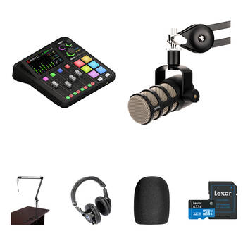 RODE RODECaster Duo Podcasting Kit with PodMic, Broadcast Arm & Headphones
